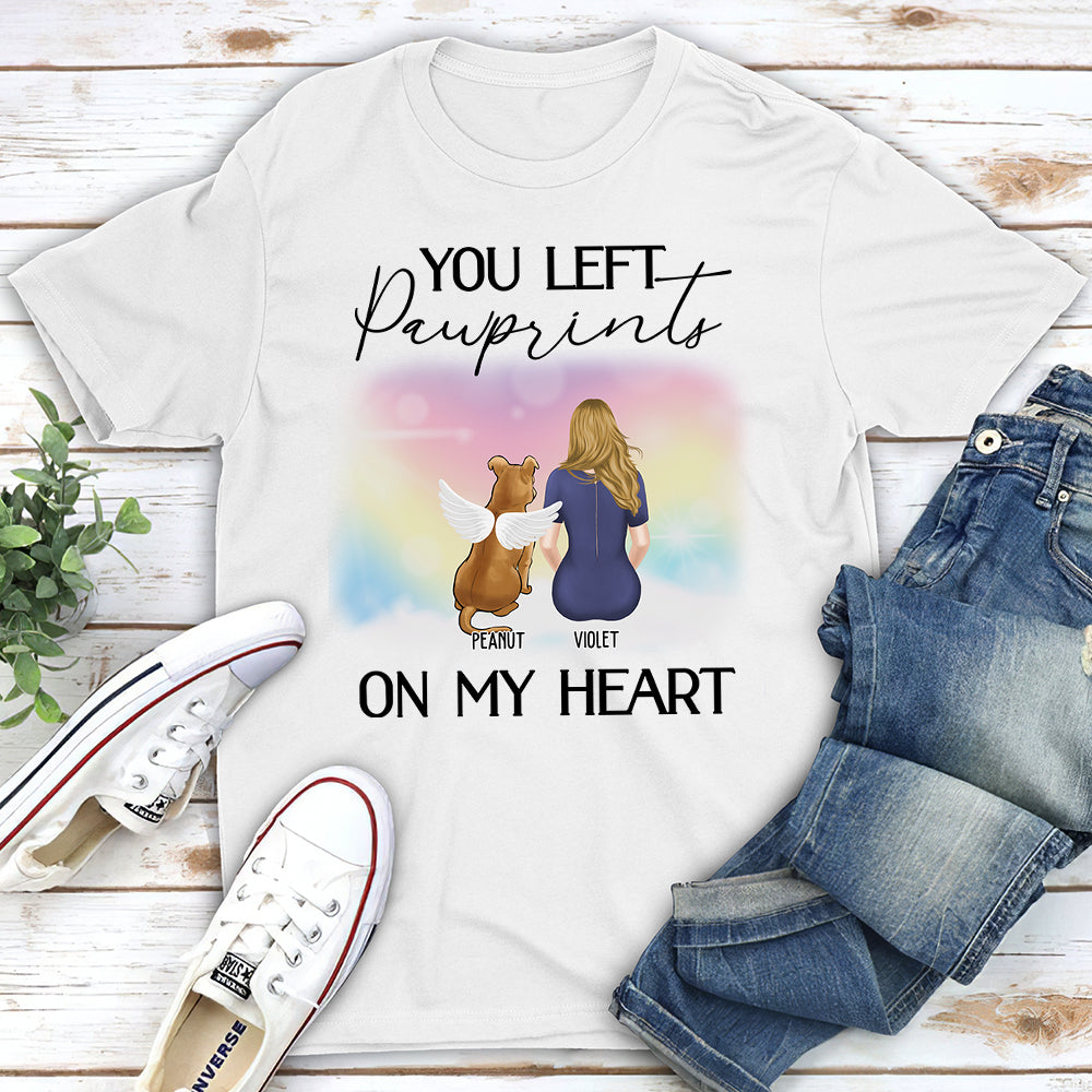 You Left Pawprints - Personalized Custom Unisex Memorial T-shirt for Pet Lovers