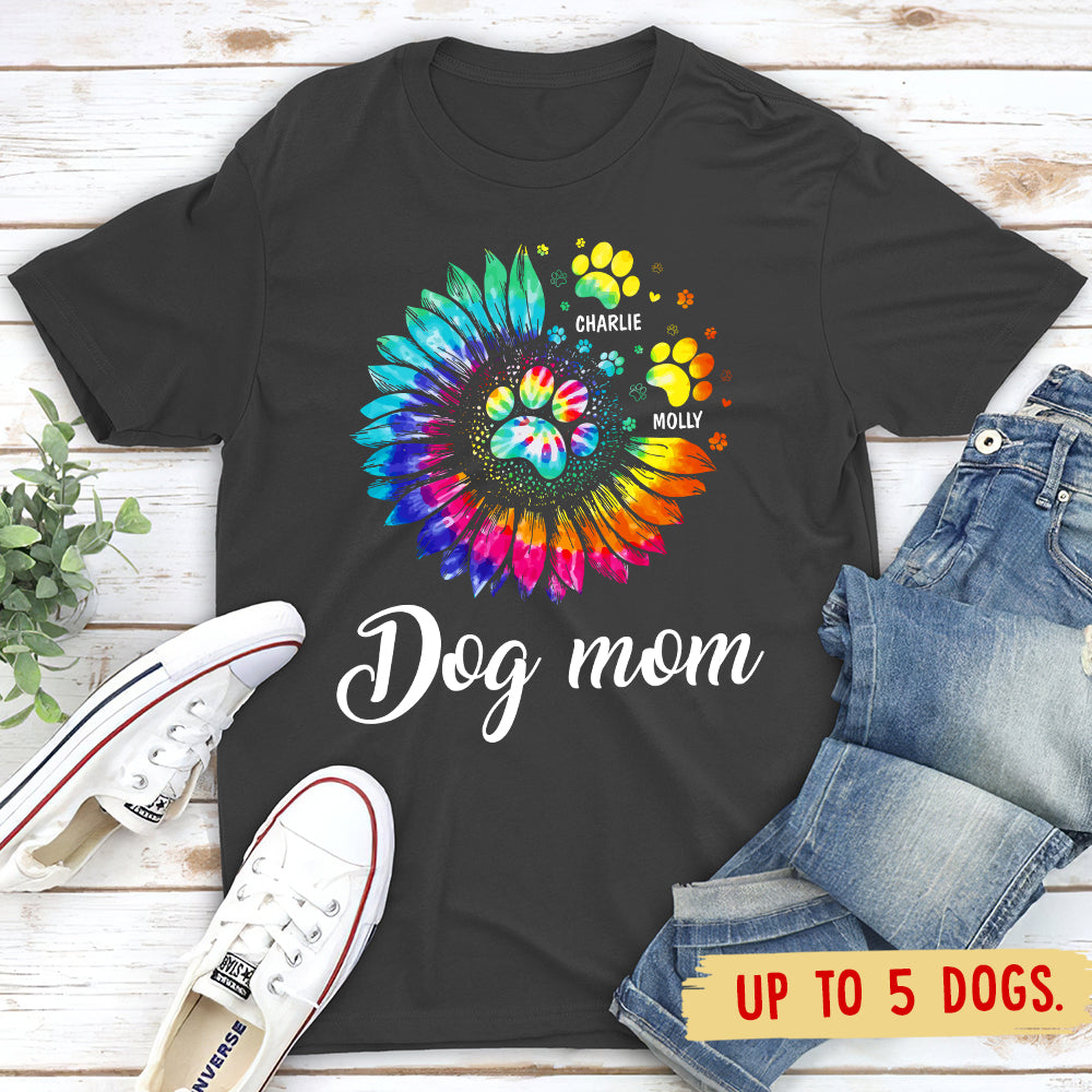 Unique Personalized Custom Unisex Dog Mom Pawprint T-shirt