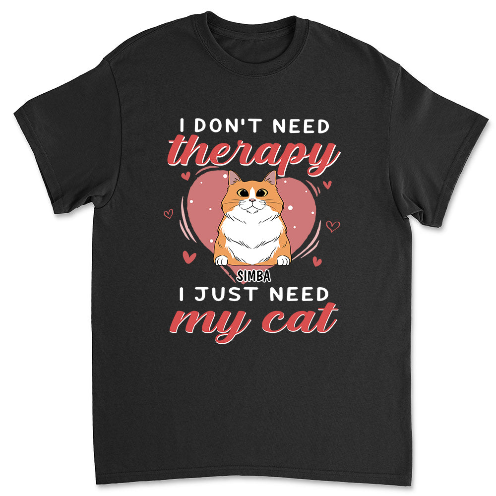 Therapy And Cats - Customizable Unisex 5.3 oz Personalized T-shirt for Pet Lovers
