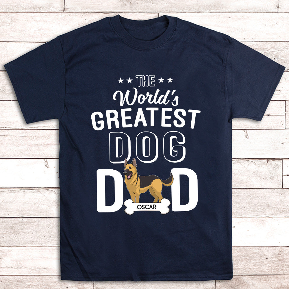 The Greatest Dog Dad - Personalized Custom Unisex 5.3 oz T-shirt for Pet Lovers