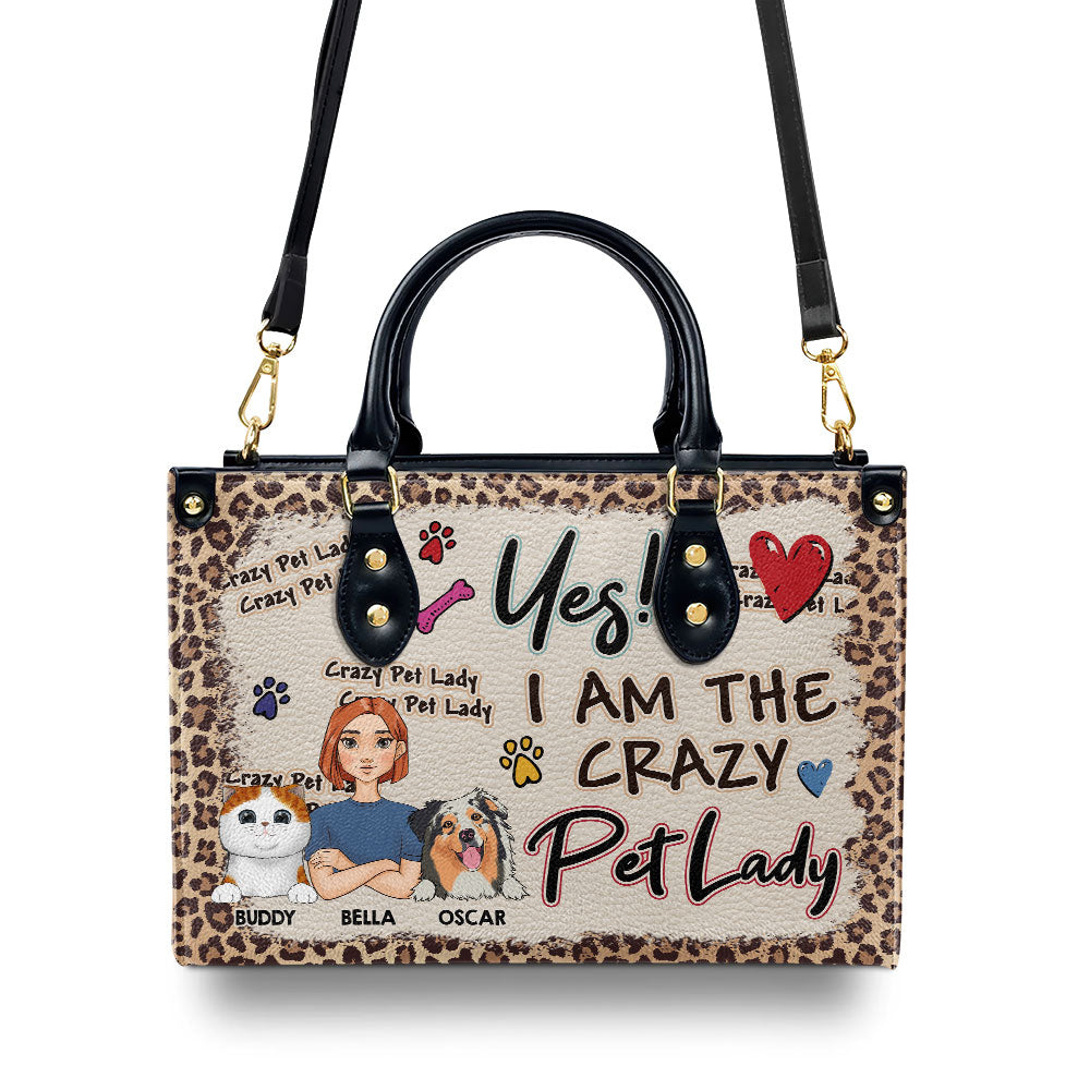 Crazy Dog Lady - Unique Personalized Custom Leather Handbag for Dog Lovers