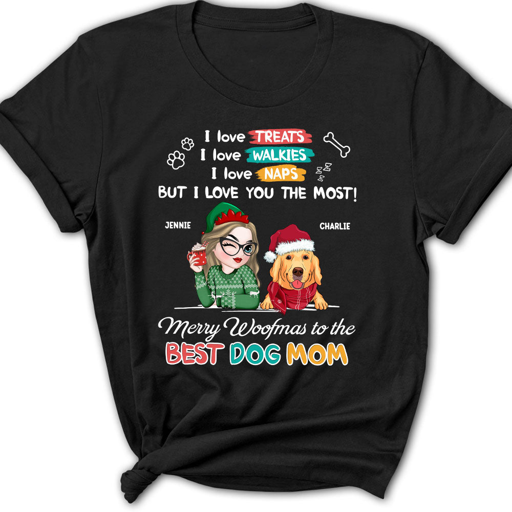 Merry Woofmas To Dad Mom - Exclusive Personalized Custom Women's T-shirt for Pet Lovers