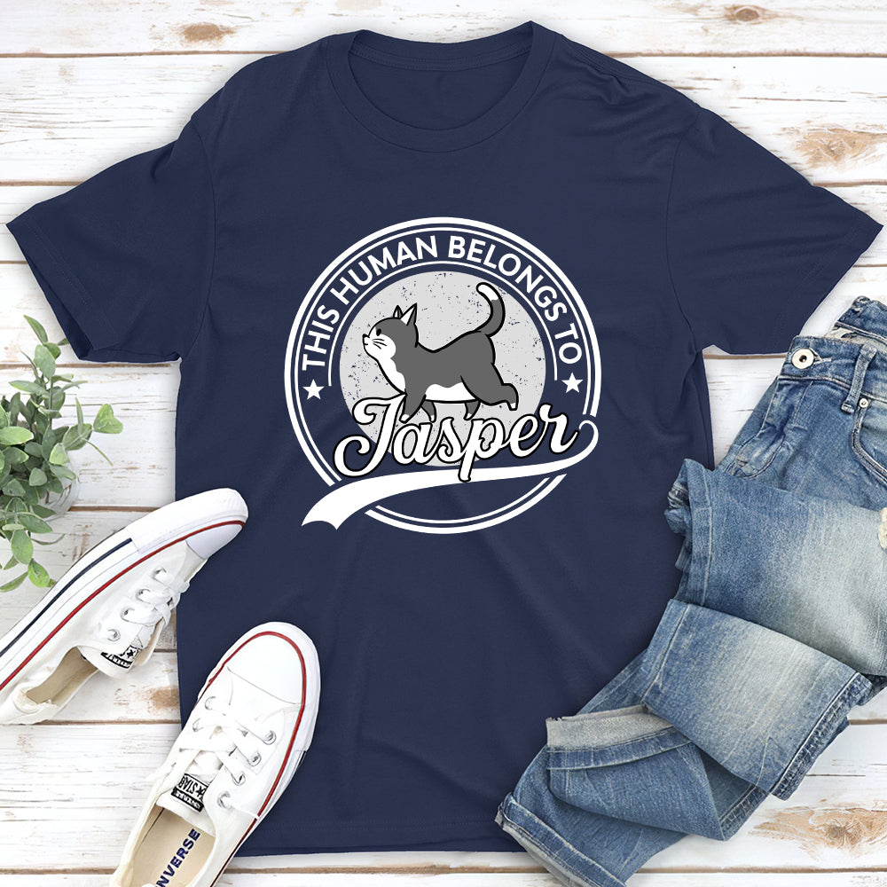 Unique Personalized Custom Unisex 'Human Belongs To Cat' T-shirt for Cat Lovers