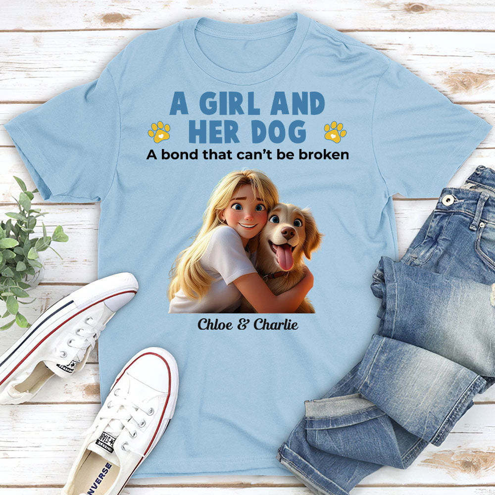Unique Personalized Custom Unisex 'Girl And Her Pups' T-shirt for Pet Lovers