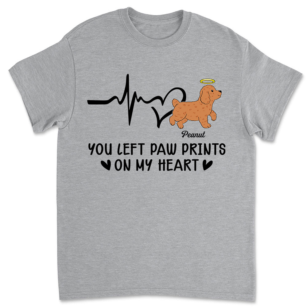 You Left Pawprints 2 - Personalized Custom Unisex Memorial T-shirt for Pet Lovers