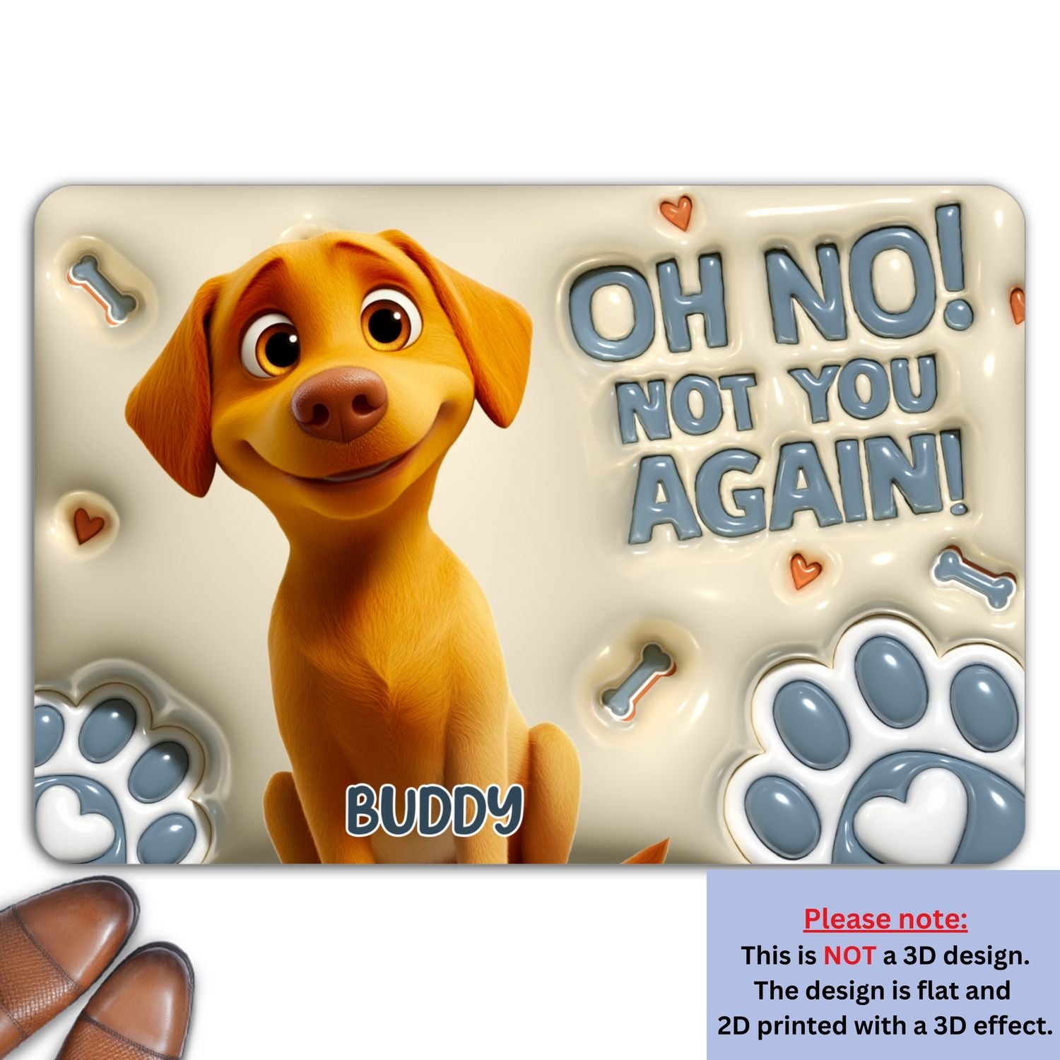 Paws Or Feet Welcome Here - Personalized Custom 3D Inflated Effect Doormat with High - Quality Sublimation Printing