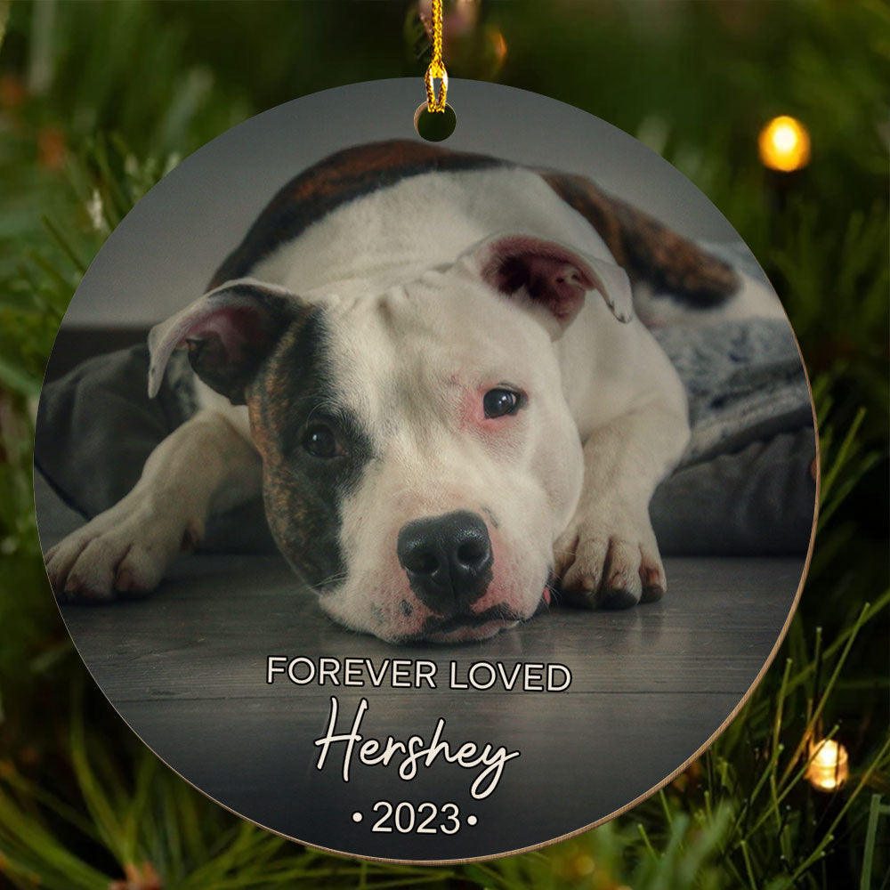 Forever Loved Customizable Photo Pet Memorial - Unique Personalized Custom Wood Christmas Ornament