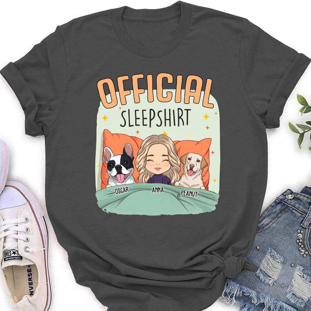 Unique Personalized Custom Women's Sleep With My Dog T-shirt