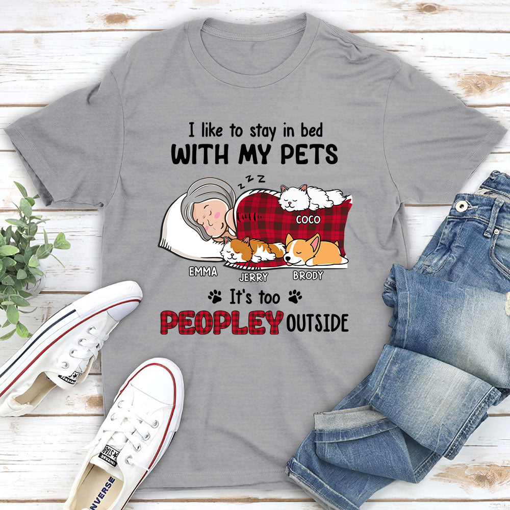Like To Stay In Bed Pet - Personalized Custom Unisex 5.3 oz T-shirt for Pet Lovers