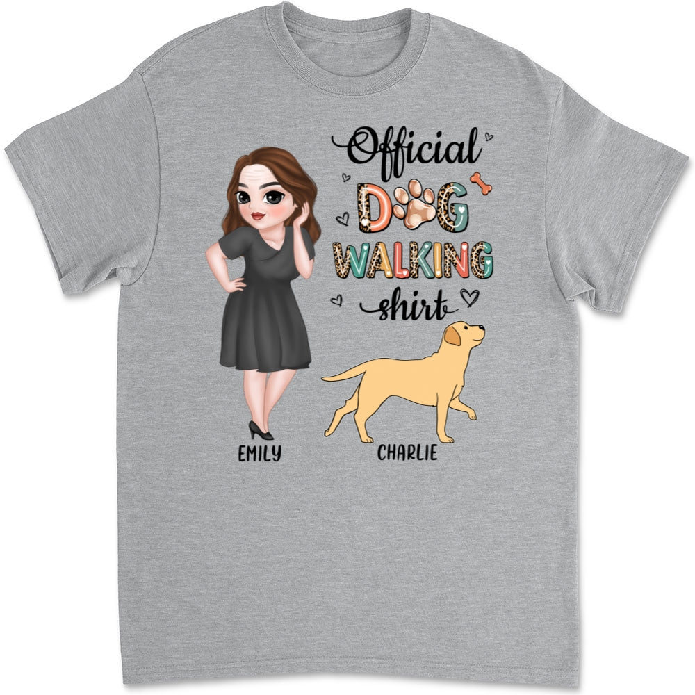 Personalized Custom Unisex Dog Walking Cotton T-shirt - Ideal Gift for Pet Lovers