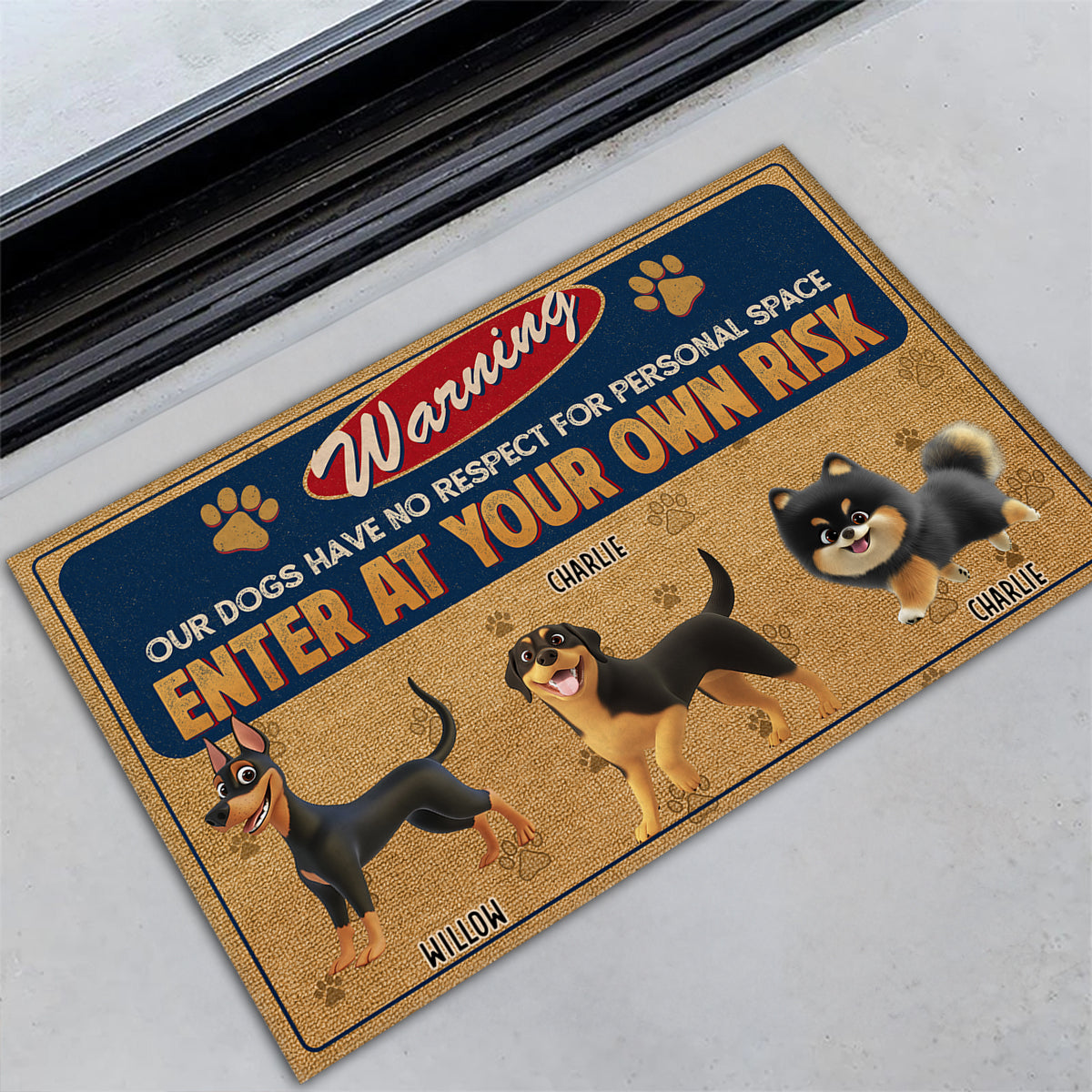 No Respect For Personal Space - Customizable Personalized Pet Doormat with Vibrant Sublimation Printing