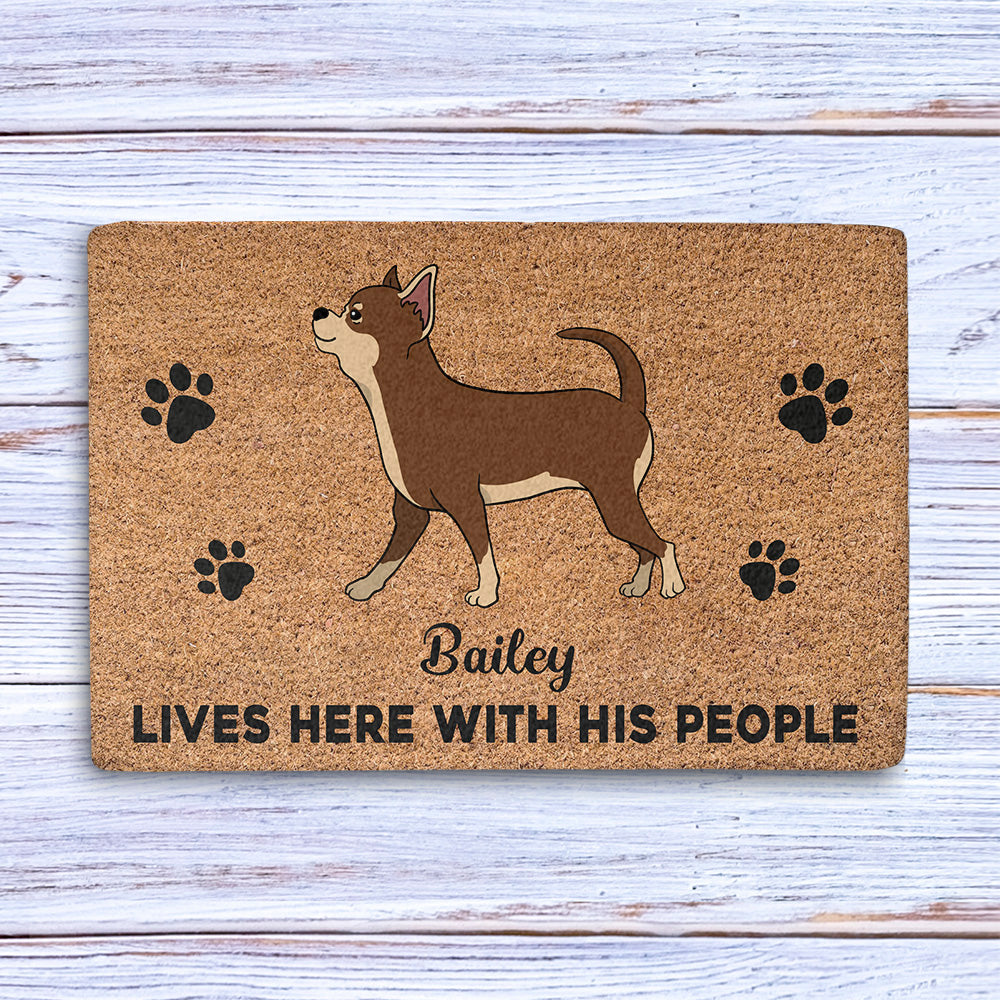 Dog Lives Here - Customizable Personalized Dog Picture Doormat for Pet Lovers