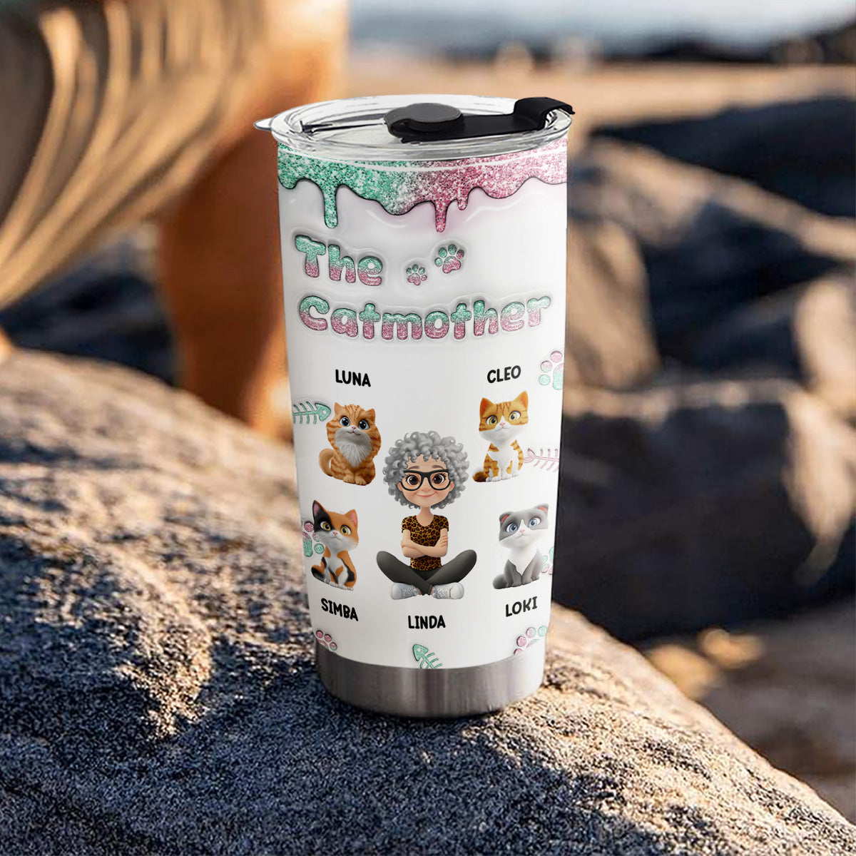 The Catmother Ver 2 - Unique Personalized Custom 3D Inflated Effect 20oz Stainless Steel Tumbler