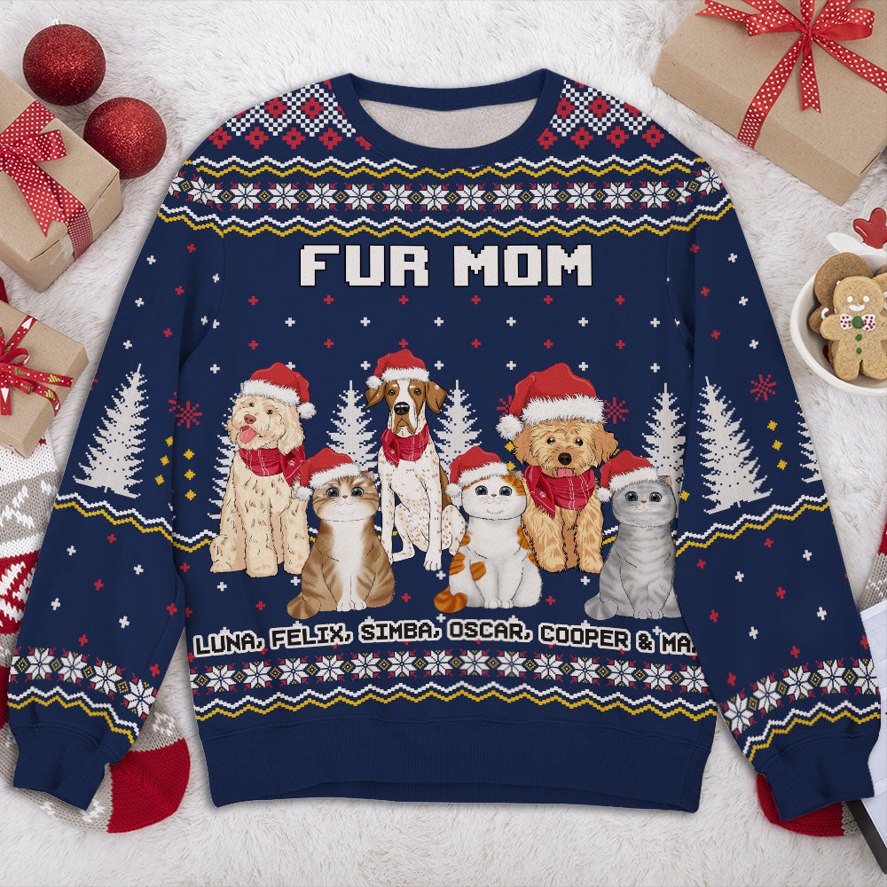 Christmas Pet Pattern - Personalized Custom All-Over-Print Unisex 8.8 oz Polyester Blend Sweatshirt