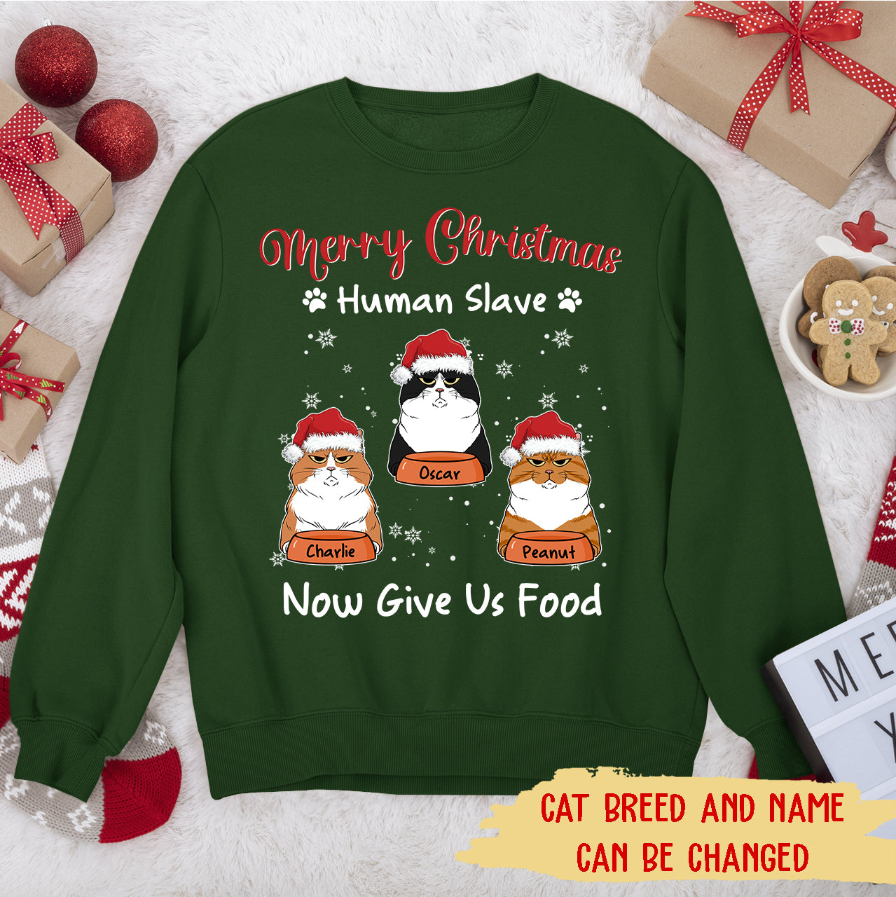 Merry Christmas Personalized Custom Unisex 8.0 oz Human Slave Sweatshirt for Pet Lovers