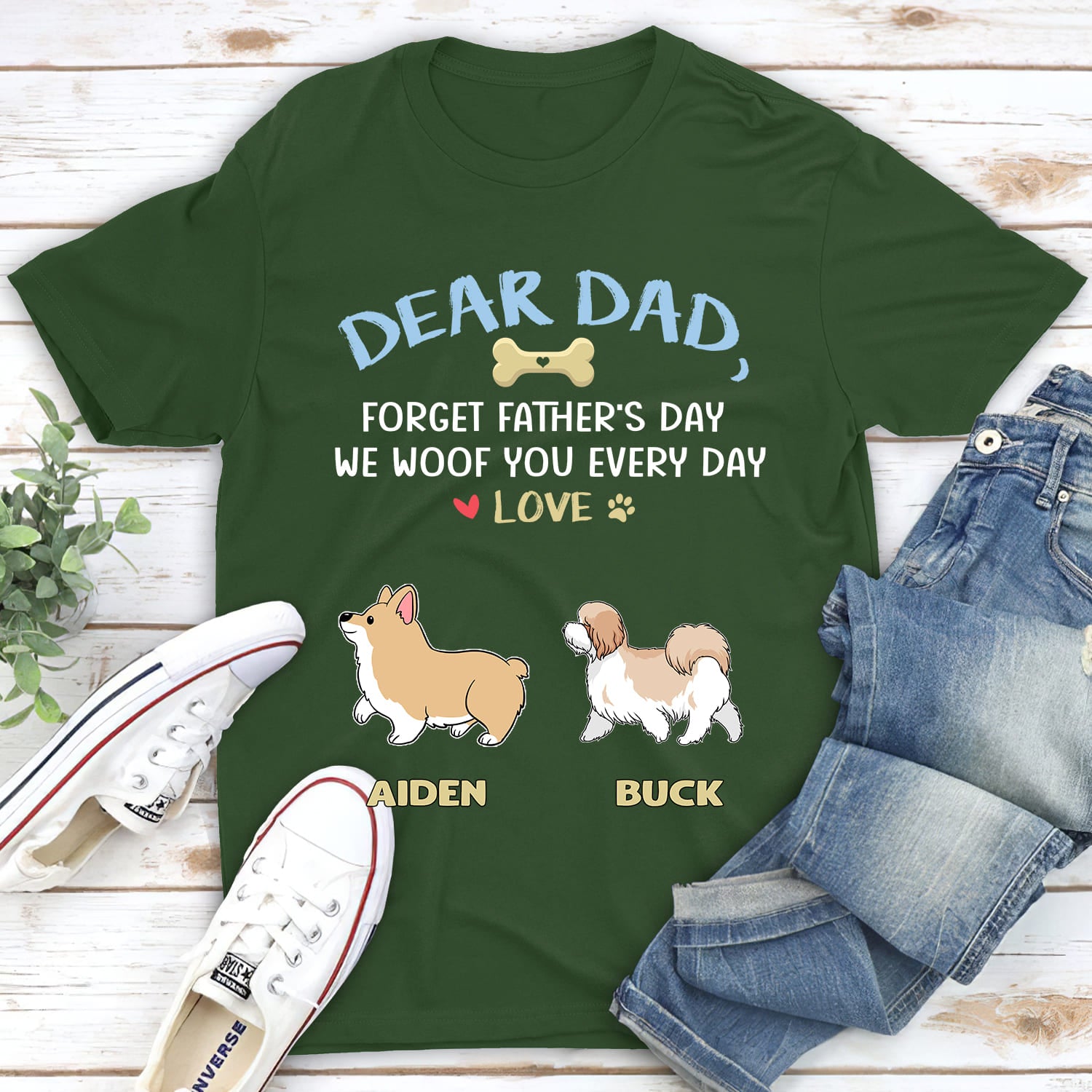 We Woof You, Dad - Personalized Custom Unisex 5.3 oz T-shirt for Pet Lovers