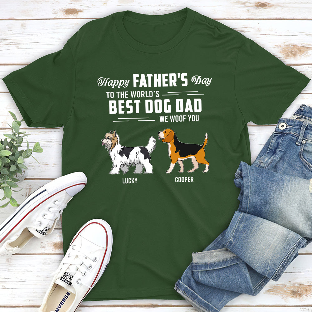 Woof You My Best Dad - Personalized Custom Unisex 5.3 oz T-shirt for Pet Lovers