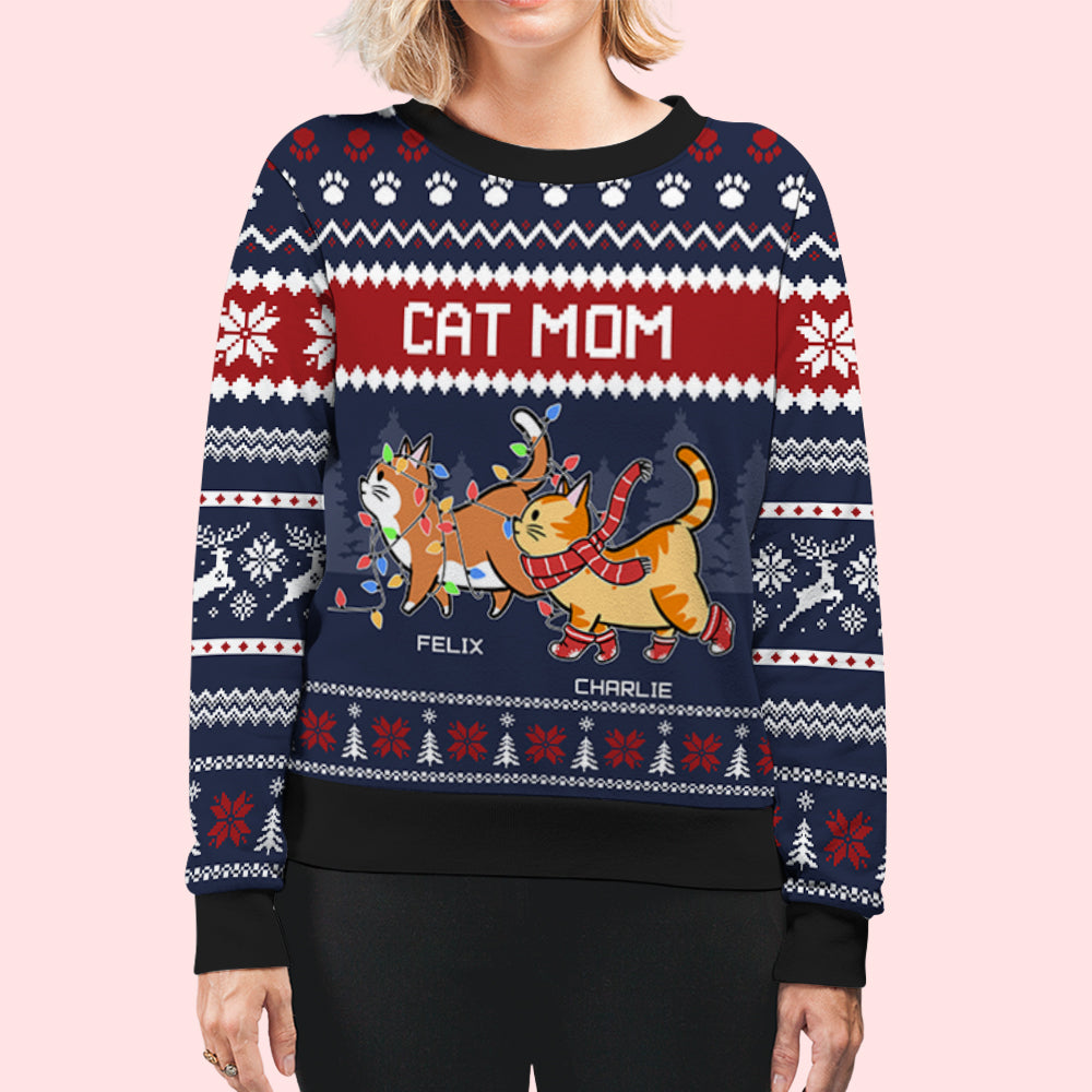 For Cat Mom/Dad - Stylish Personalized Custom All-Over-Print Unisex Sweatshirt