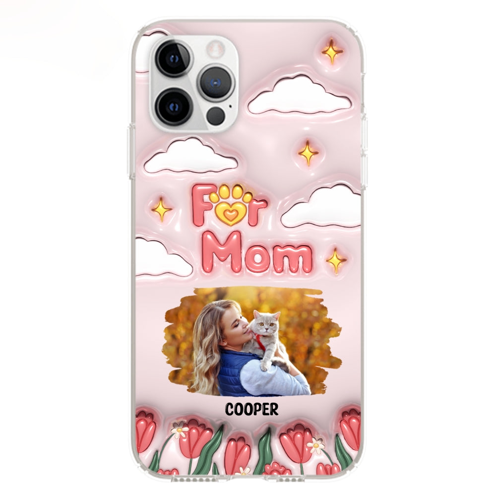Personalized Custom 3D Inflated Effect 'I Love My Fur Mom' Photo Phone Case - Stylish and Protective