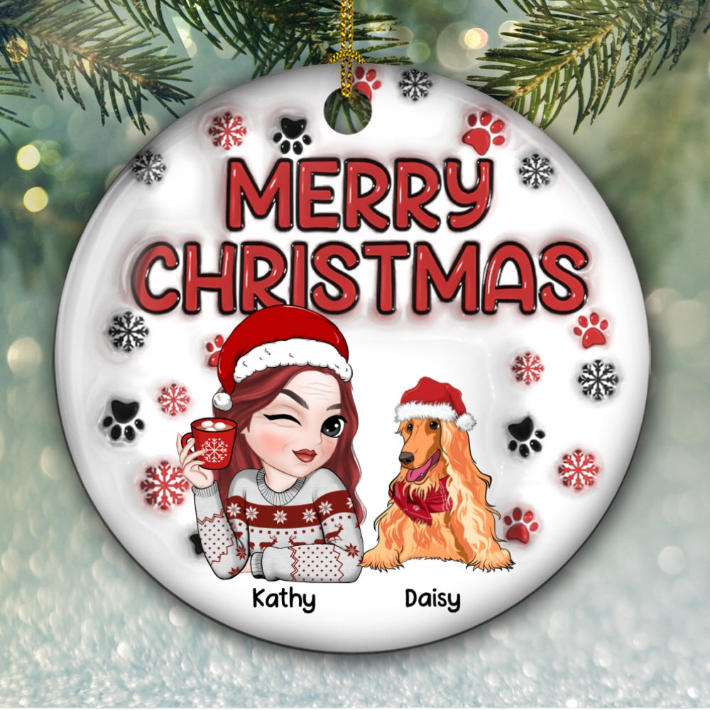 Merry Christmas Fur Mom - Exquisite Personalized Custom 3D Inflated Effect Ceramic Christmas Ornament