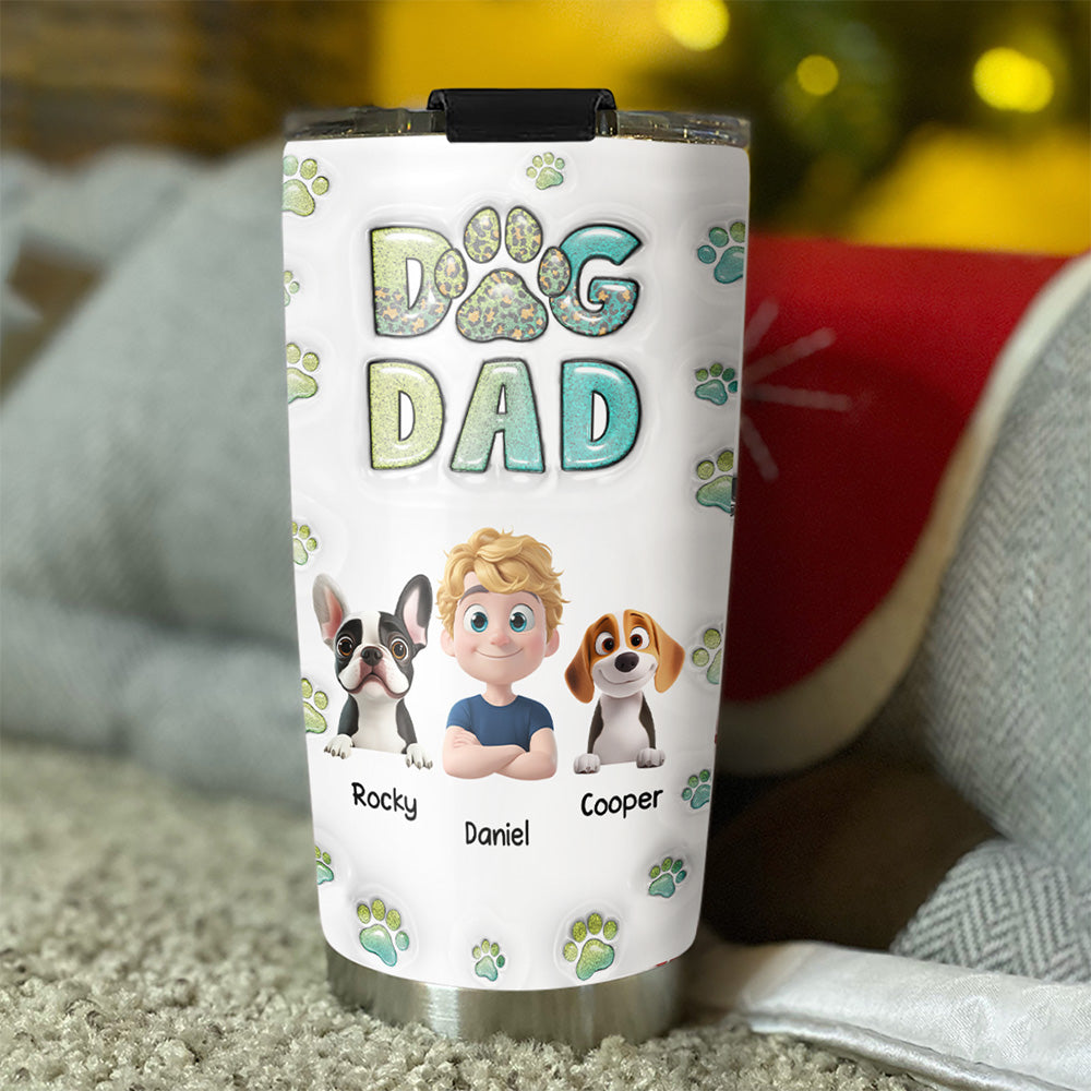 Dog Dad Handsome Chibi Version 2 - Personalized Custom 3D Inflated Effect 20oz Stainless Steel Tumbler for Ultimate Drink Insulation