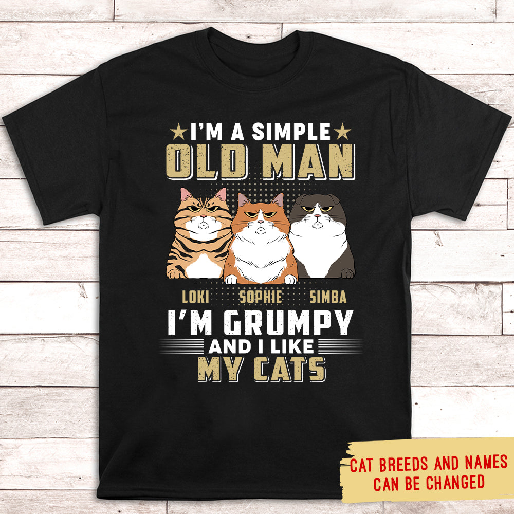 Unique Personalized Custom Unisex Simple Old Man Cat T-shirt