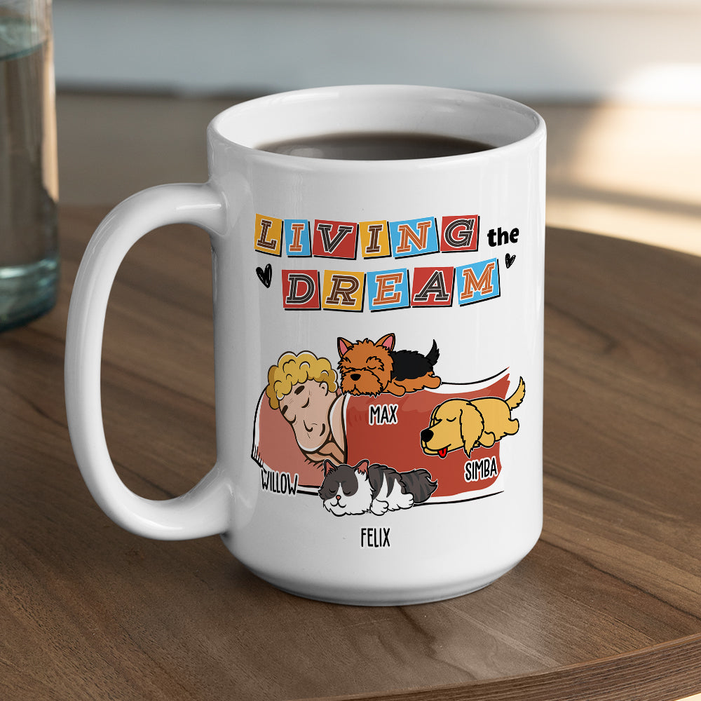 Living The Dream 3 - Customizable Personalized Coffee Mug for Pet Lovers