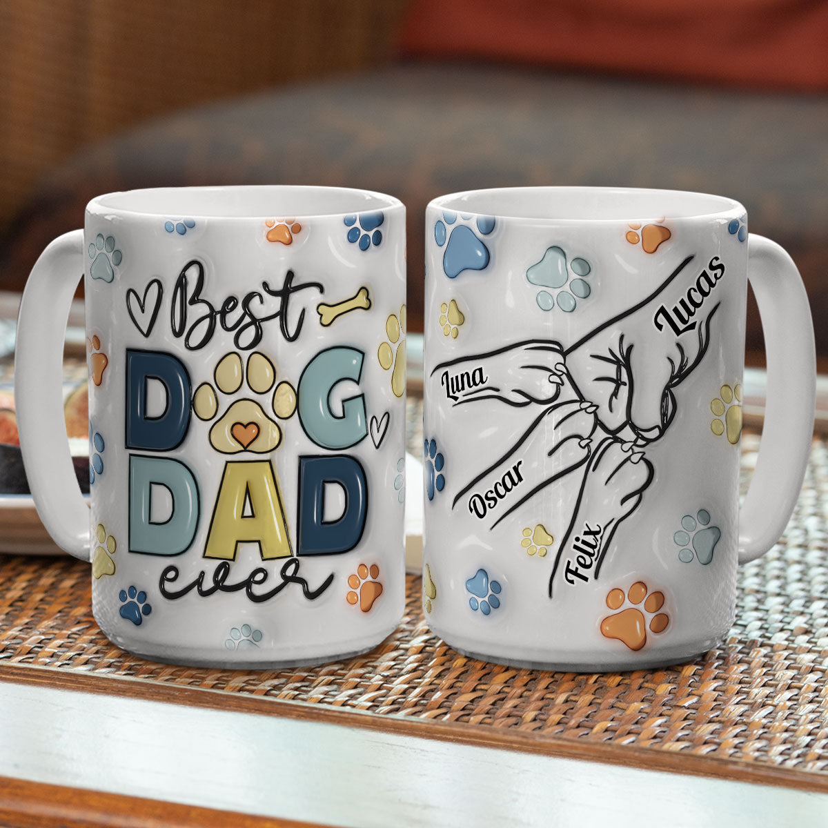Personalized Custom 3D Inflated Effect Dog Human Fist Bump Mug - 11oz & 15oz