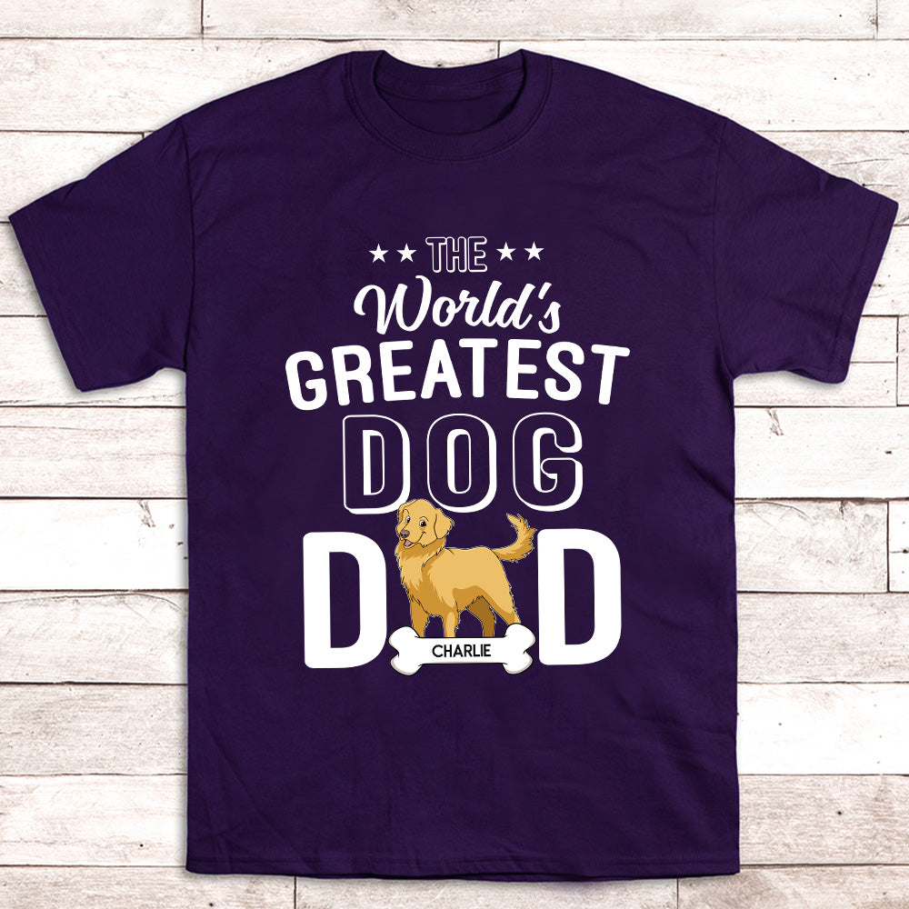 The Greatest Dog Dad - Personalized Custom Unisex 5.3 oz T-shirt for Pet Lovers
