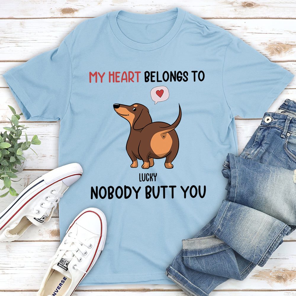 My Heart Belongs To You - Personalized Custom Unisex 5.3 oz T-shirt for Pet Lovers