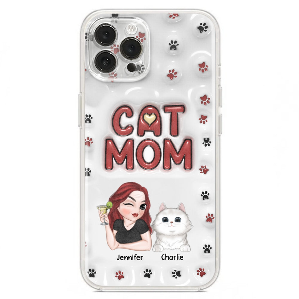 Adorable Cat Mom Personalized 3D Inflated Effect Custom Phone Case for Smartphones