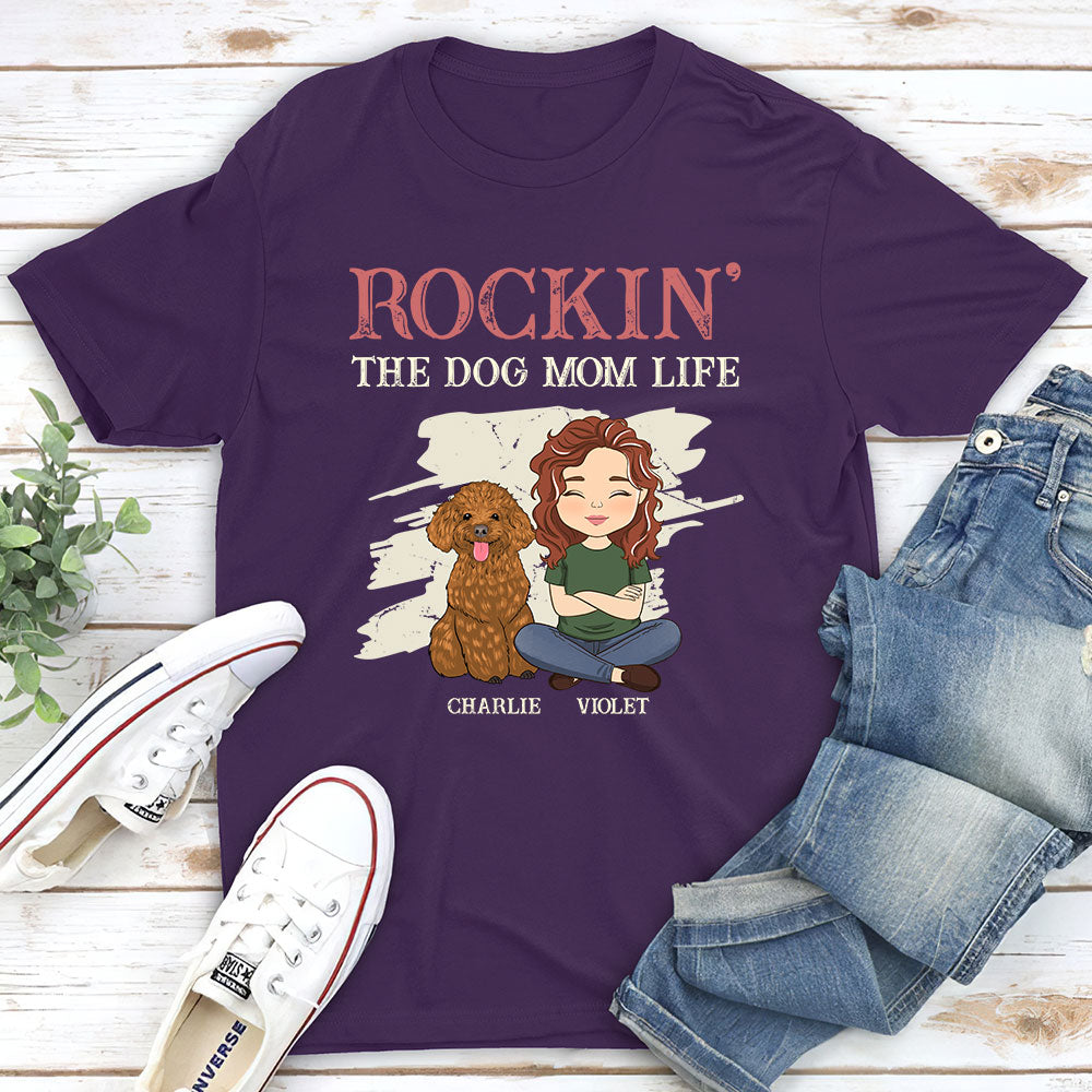 Rockin' Dog Mom - Personalized Custom Unisex 5.3 oz T-shirt for Pet Lovers