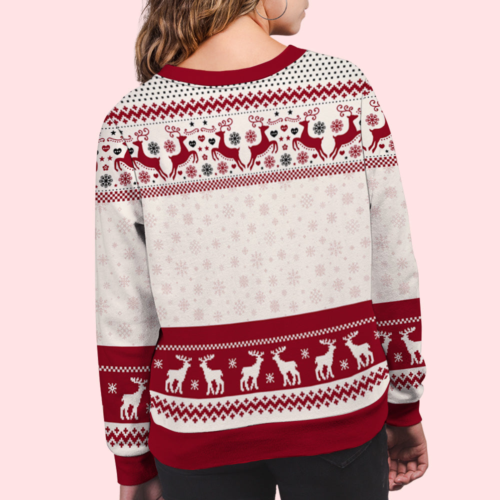 Happy Pawlidays Personalized Custom All-Over-Print Sweatshirt for Fur Moms - 8.8 oz Unisex Polyester Blend