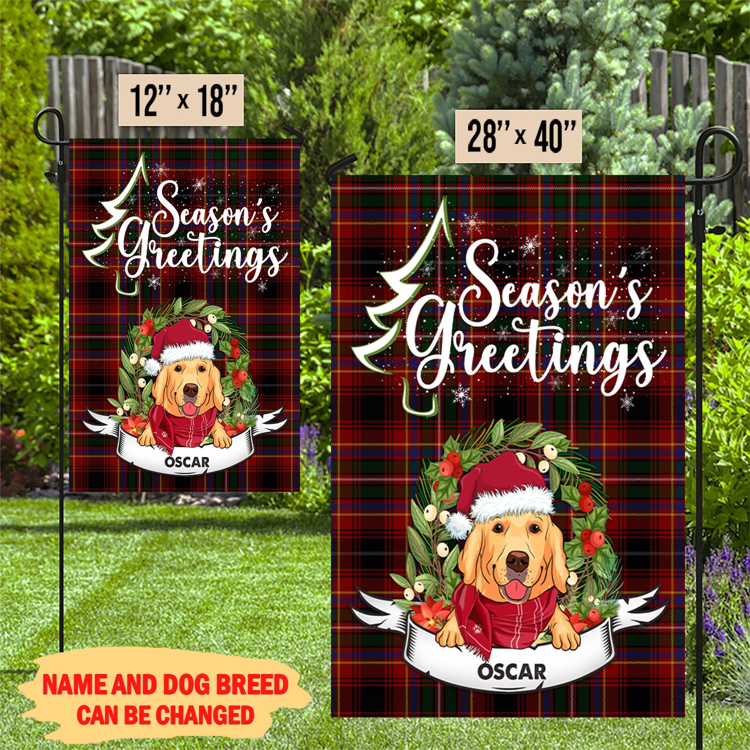 Season's Greetings - Personalized Custom Garden Flag for Pet Lovers (12' x 18', 28' x 40')