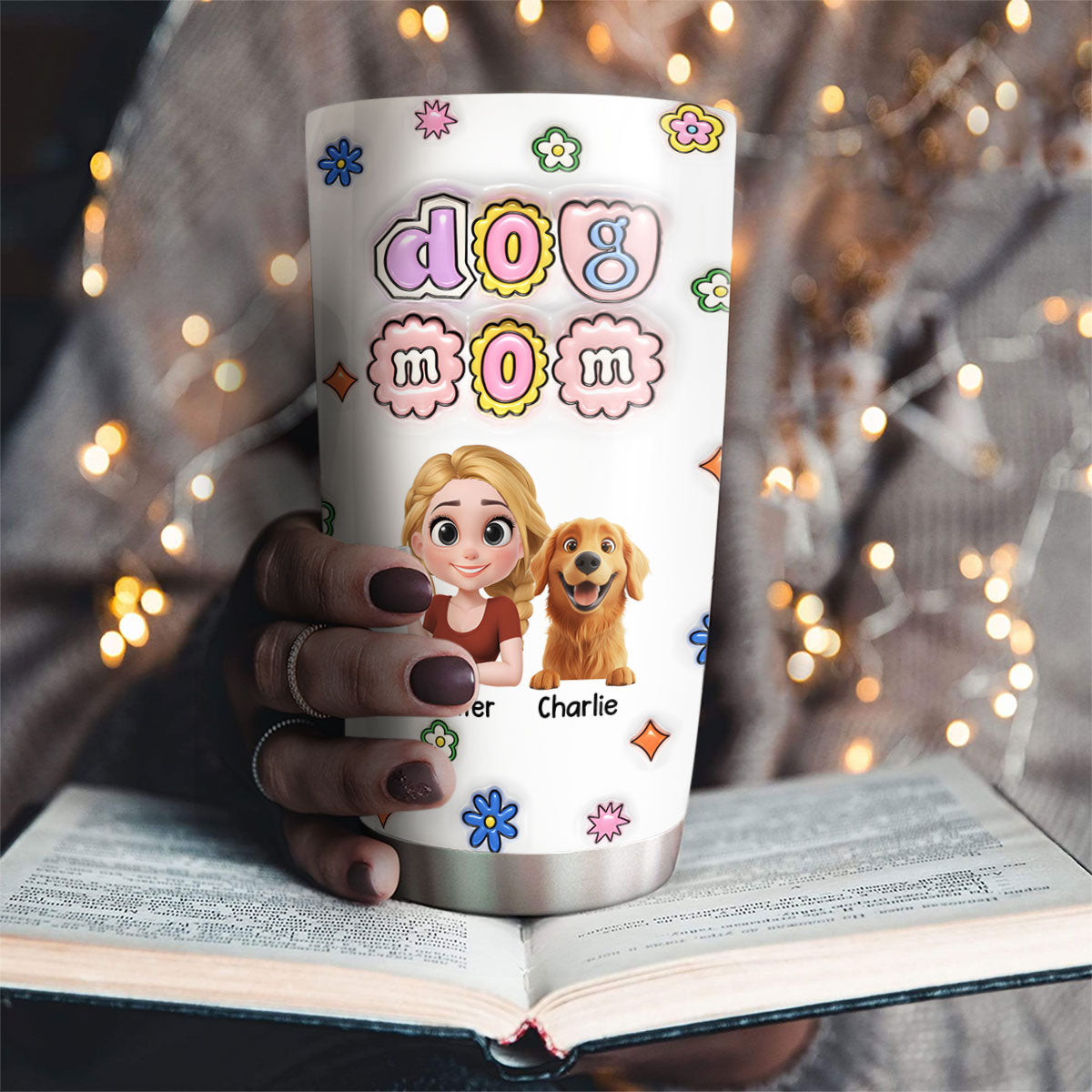 Personalized 3D Inflated Effect Chibi Dog Mom Tumbler - Ideal for Every Occasion