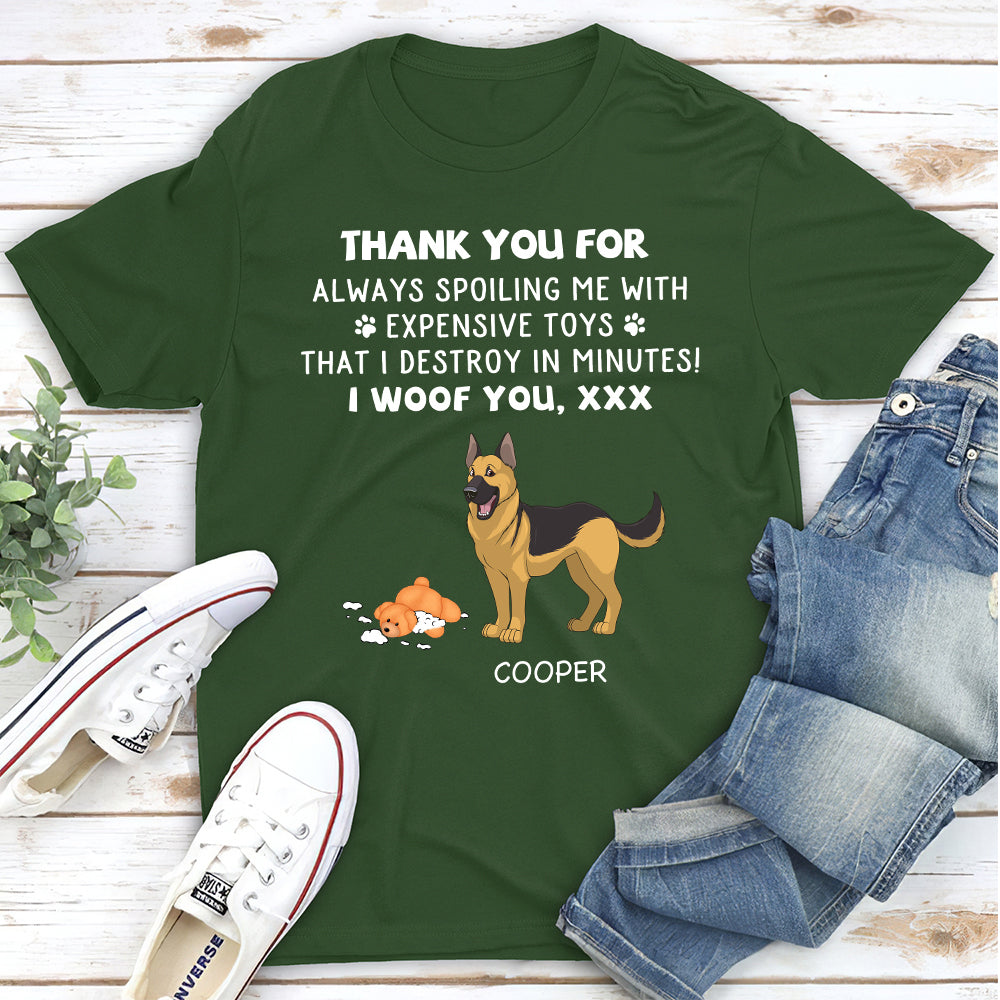 Thanks For Spoiling Me - Personalized Custom Unisex 5.3 oz T-shirt for Pet Lovers