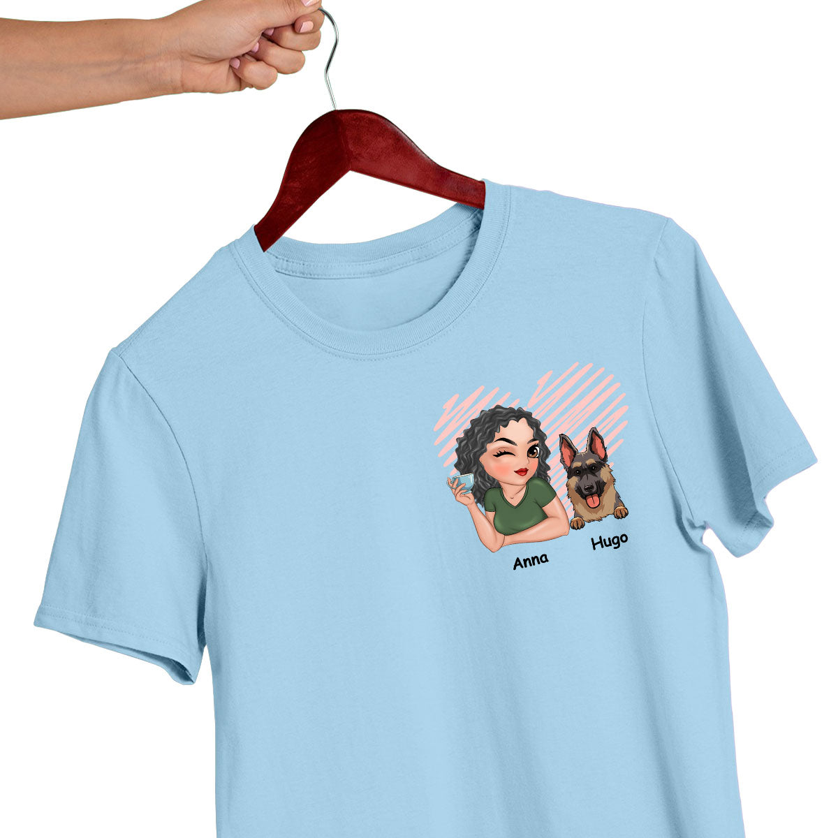 Best Dog Mama Ever - Personalized Custom Back And Front Printed Unisex 5.3 oz T-Shirt for Pet Lovers