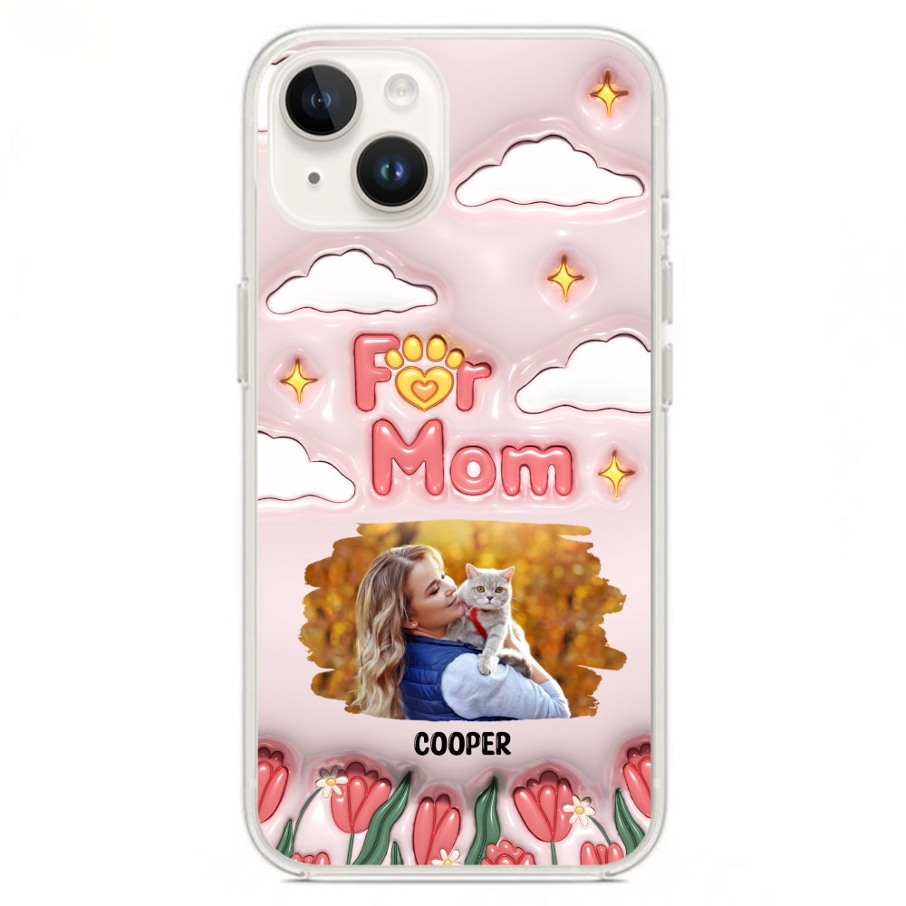 Personalized Custom 3D Inflated Effect 'I Love My Fur Mom' Photo Phone Case - Stylish and Protective