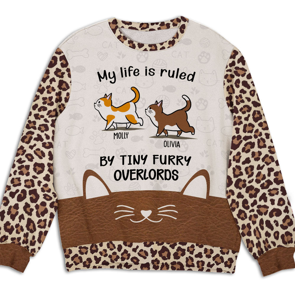 My Life is Ruled by Cats - Personalized Custom All-Over-Print Unisex 8.8 oz Polyester Blend Sweatshirt for Pet Lovers