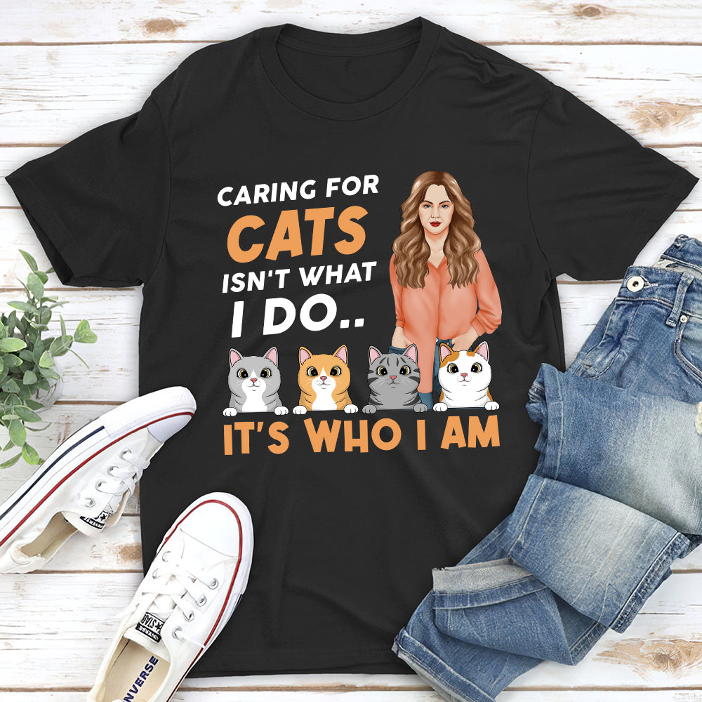 Caring For Cats 2 - Personalized Custom Unisex 5.3 oz T-shirt for Pet Lovers