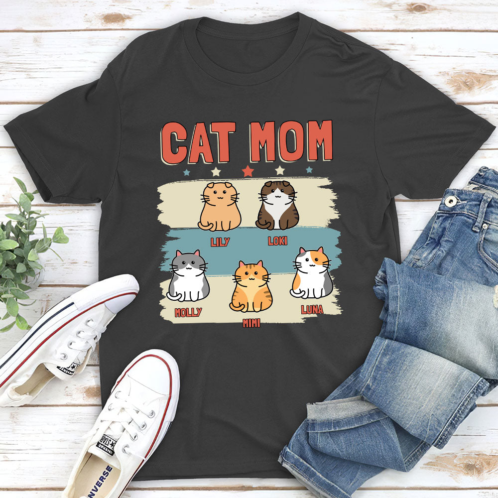 Retro Cat Mom - Personalized Custom Unisex 5.3 oz T-shirt for Pet Lovers