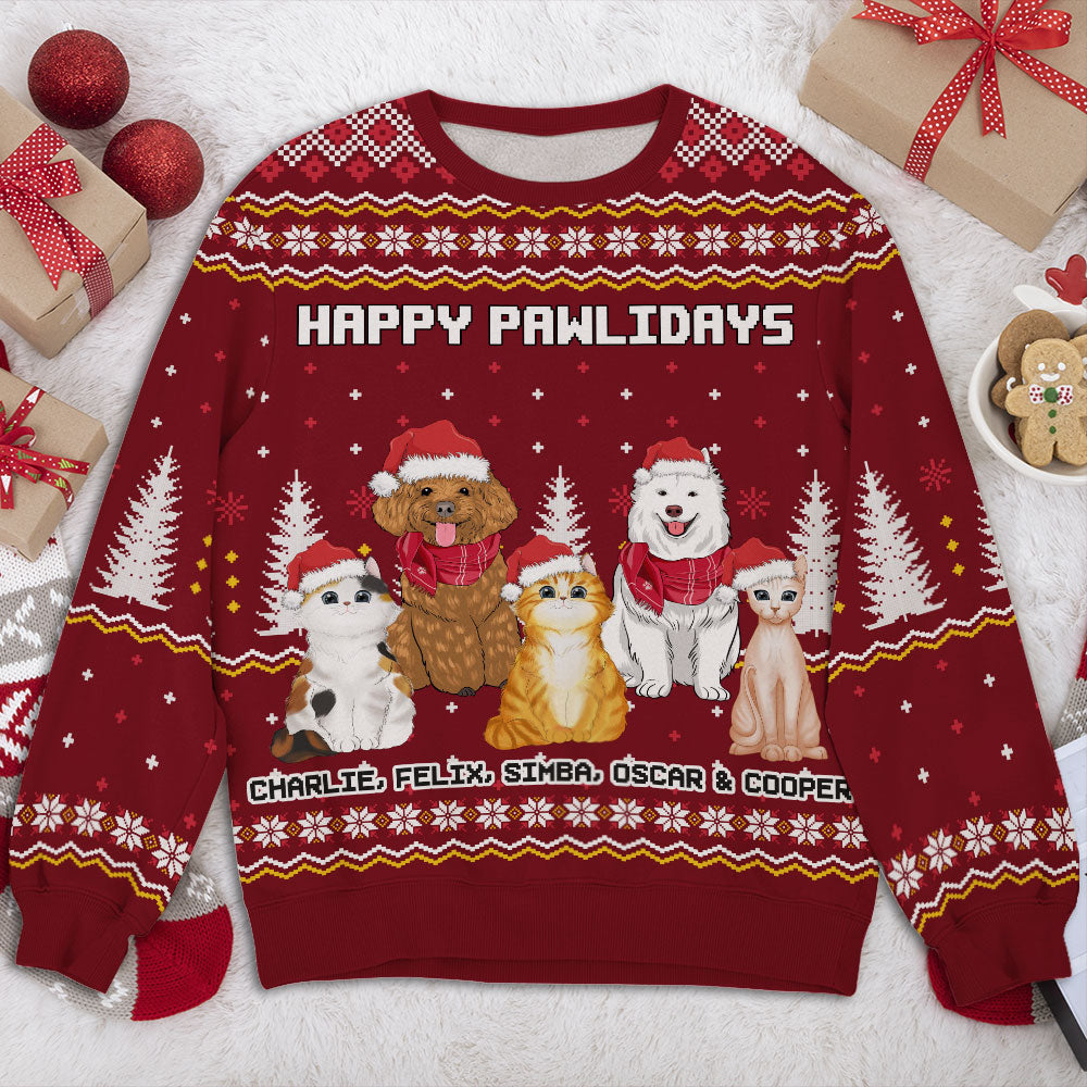 Christmas Pet Pattern - Personalized Custom All-Over-Print Unisex 8.8 oz Polyester Blend Sweatshirt
