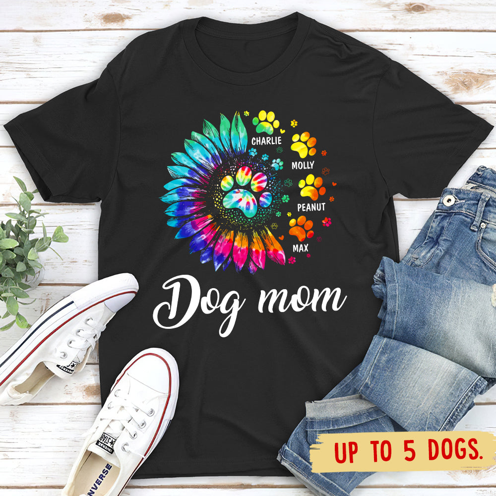 Unique Personalized Custom Unisex Dog Mom Pawprint T-shirt