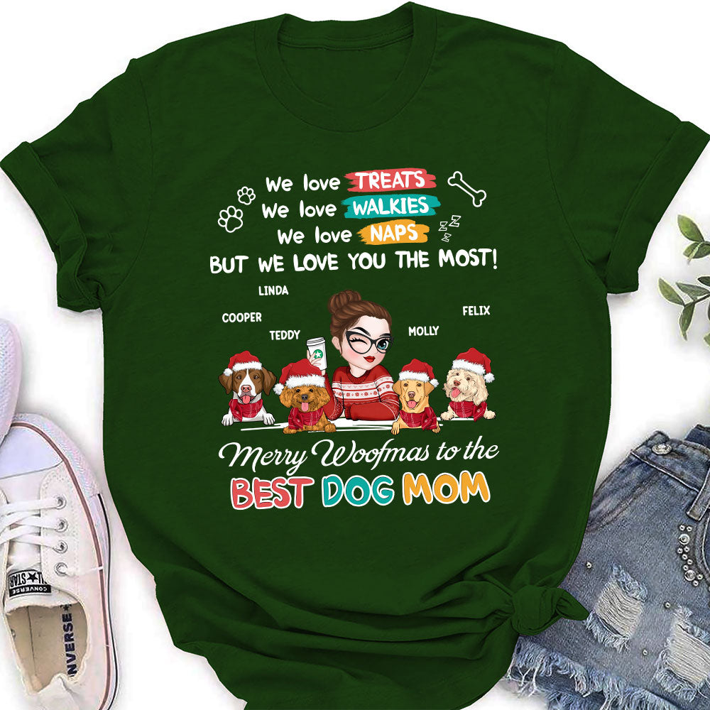 Merry Woofmas To Dad Mom - Exclusive Personalized Custom Women's T-shirt for Pet Lovers