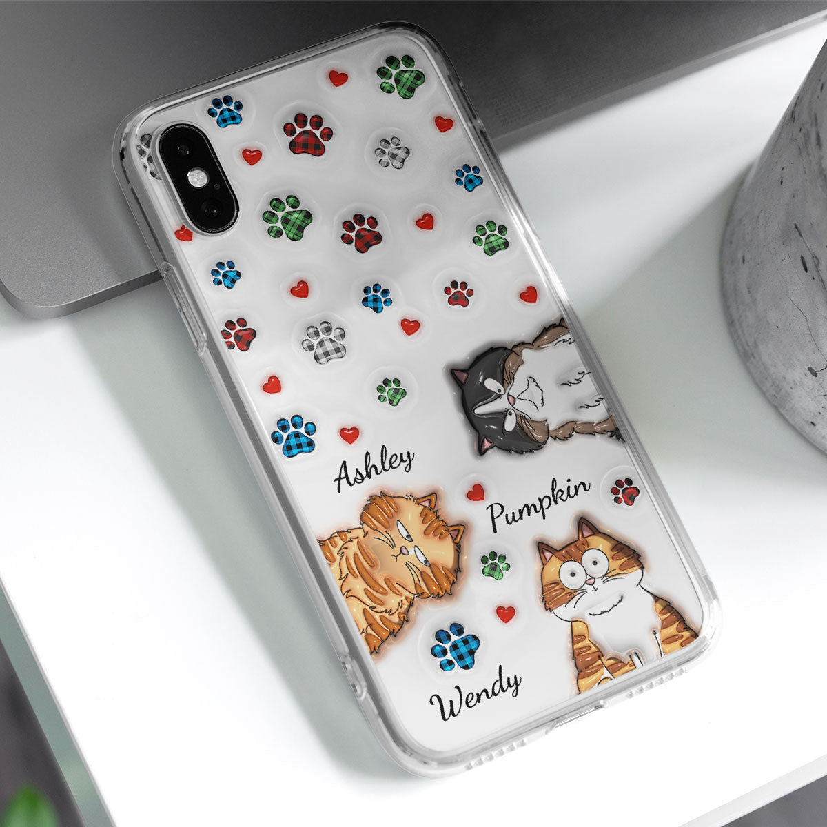 Charming Personalized Custom 3D Inflated Effect Phone Case for Lovely Cat Lovers