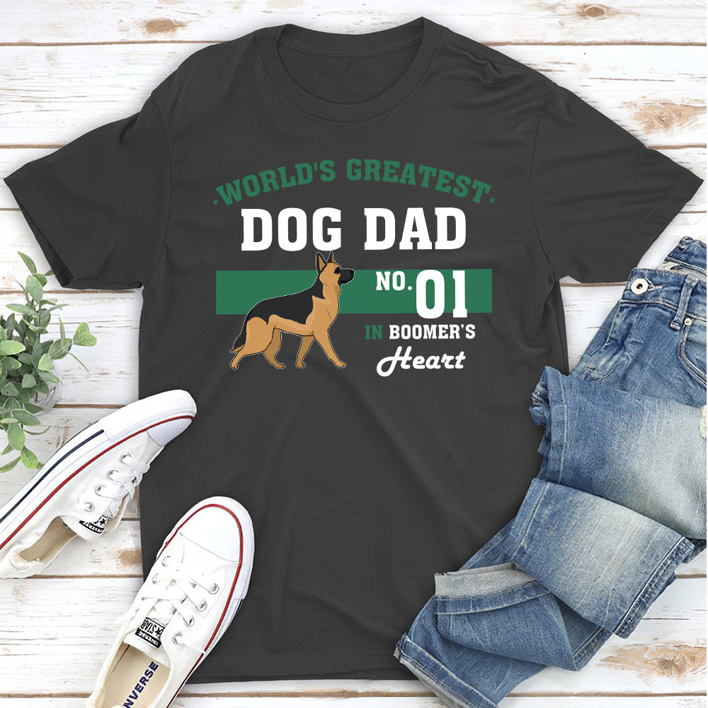 Dog Dad No.1 - Personalized Custom Unisex 5.3 oz Heavy Cotton T-Shirt
