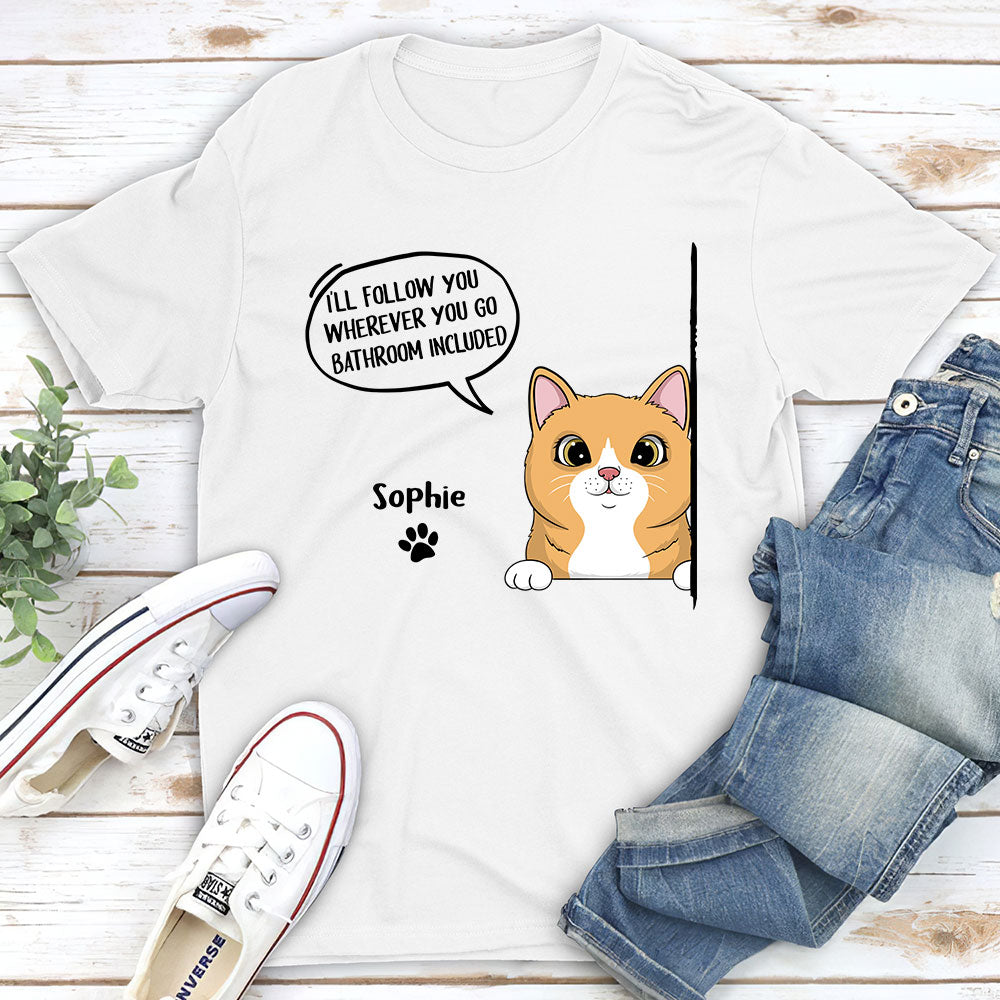Cat Stalker - Customizable Personalized Unisex 5.3 oz T-shirt for Pet Lovers