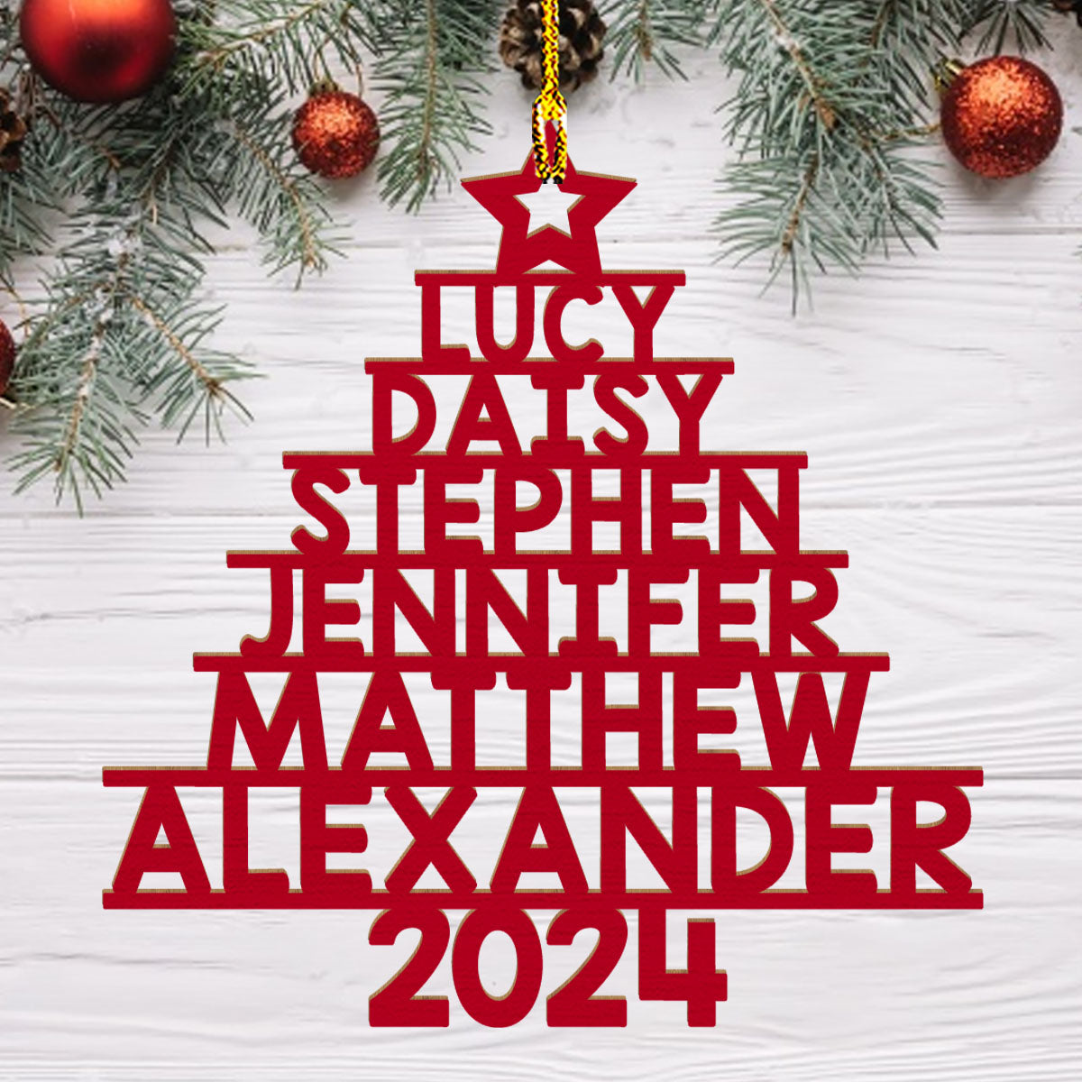 2024 Family Name Ver 2 - Exquisite Personalized Custom 1-layered Wood Ornament for Loved Ones