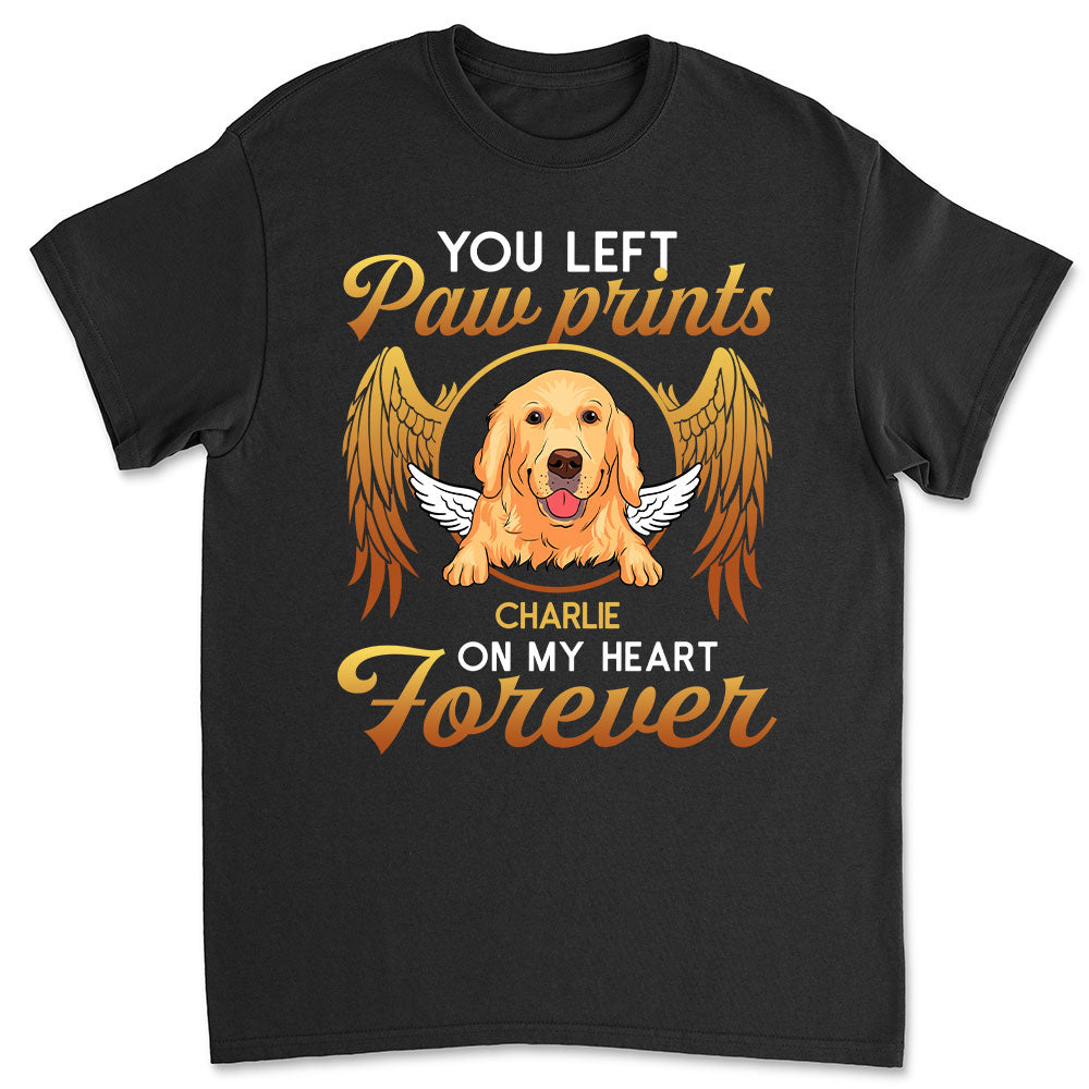 On My Heart Forever - Personalized Custom Unisex 5.3 oz T-shirt for Pet Lovers