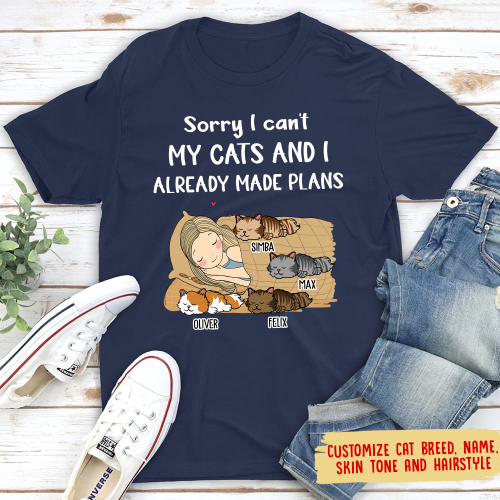 I Have Plans With My Cat - Personalized Custom Unisex 5.3 oz T-shirt for Pet Lovers